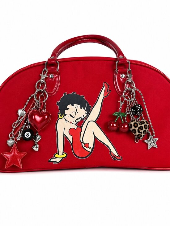 Betty Boop Handbags - Betty Boop Red Y2K Satchel Duffel Overnight Canvas Bag for Travel Vacation❤️💋